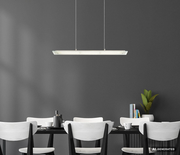 Globo LED Pendelleuchte Novak 12W dimmbar CCT warm-/neutral-/tageslichtweiss Nickel matt Metall Glas 150x64cm