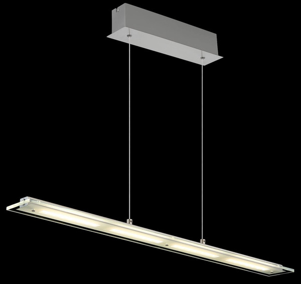 Globo LED Pendelleuchte Novak 20W dimmbar CCT warm-/neutral-/tageslichtweiss Nickel matt Metall Glas 150x88cm