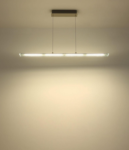 Globo LED Pendelleuchte Novak 22W dimmbar CCT warm-/neutral-/tageslichtweiss Nickel matt Metall Glas 150x115cm