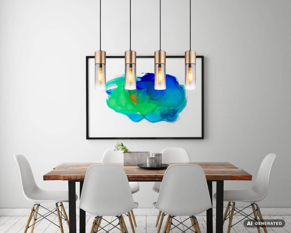 Globo Pendelleuchte Annika 4-flammig E27 Cappuccinofarben matt rauchfarben Metall Glas 156x80cm