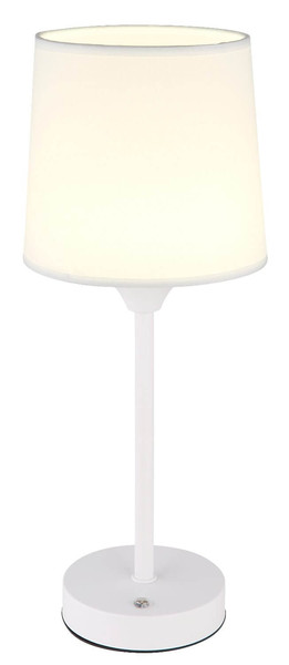 Globo LED Tischleuchte Lunki 2,5W dimmbar Akku CCT warm-/neutral-/tageslichtweiss Weiß matt Metall Textil Ø14cm