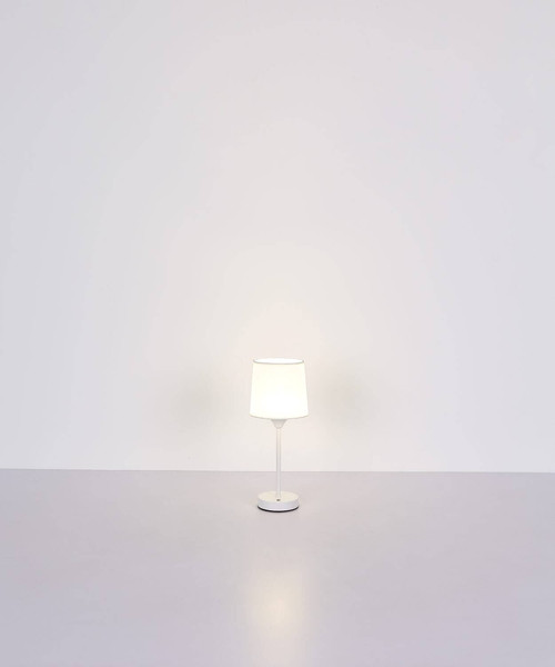 Globo LED Tischleuchte Lunki 2,5W dimmbar Akku CCT warm-/neutral-/tageslichtweiss Weiß matt Metall Textil Ø14cm