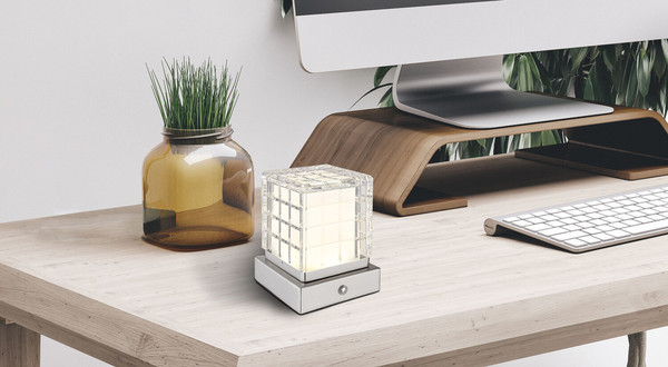 Globo Lunki LED Tischleuchte 2,50W CCT Nickel Matt, Metall 13cm 21009W