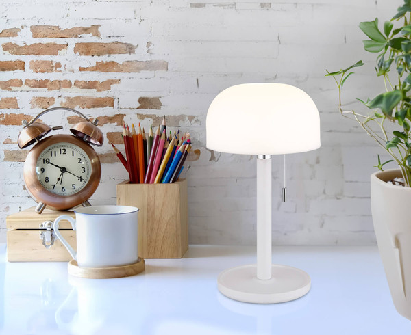 Globo Norman LED Tischleuchte 1,50W CCT IP44 Weiß Matt, Bambus Ø15cm 21016W