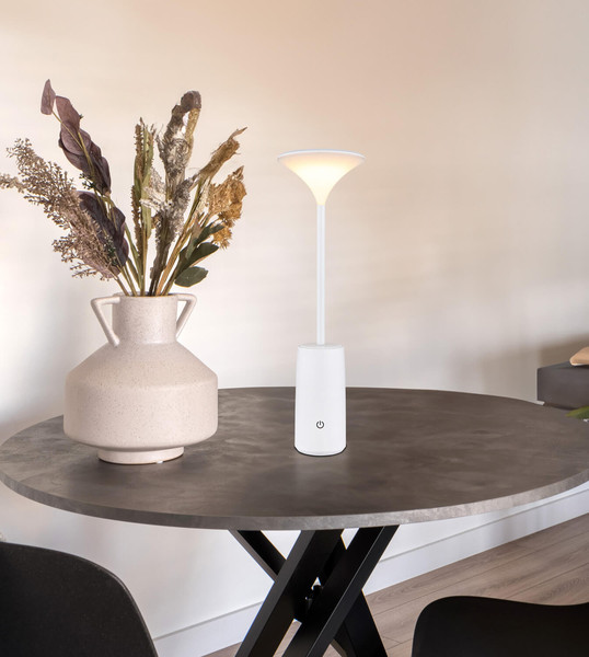Globo Quirin LED Tischleuchte 1,20W Warmweiß Weiß Matt Ø10cm 21020W