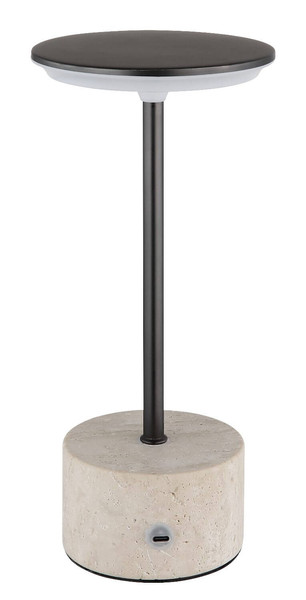Globo LED Tischleuchte Laurena 3W dimmbar Akku CCT warm-/neutral-/tageslichtweiss Grau Travertine Stein Ø13cm