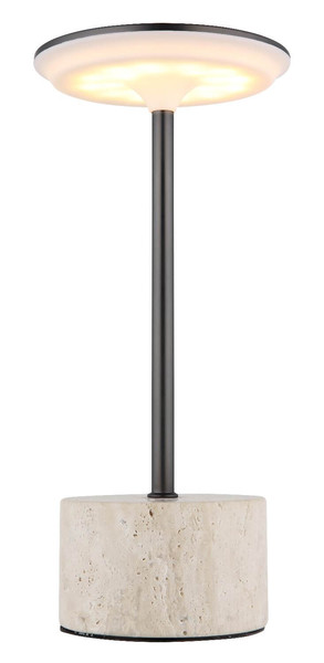 Globo LED Tischleuchte Laurena 3W dimmbar Akku CCT warm-/neutral-/tageslichtweiss Grau Travertine Stein Ø13cm