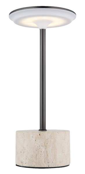 Globo LED Tischleuchte Laurena 3W dimmbar Akku CCT warm-/neutral-/tageslichtweiss Grau Travertine Stein Ø13cm