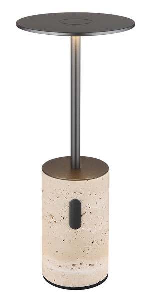 Globo Travertin LED Tischleuchte 3W Warmweiß Grau, Travertine Stein Memoryfunktion Ø12cm 21050