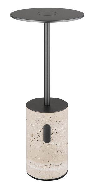 Globo Travertin LED Tischleuchte 3W Warmweiß Grau, Travertine Stein Memoryfunktion Ø12cm 21050