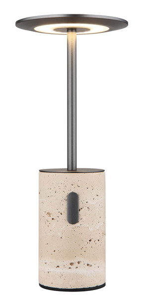Globo Travertin LED Tischleuchte 3W Warmweiß Grau, Travertine Stein Memoryfunktion Ø12cm 21050