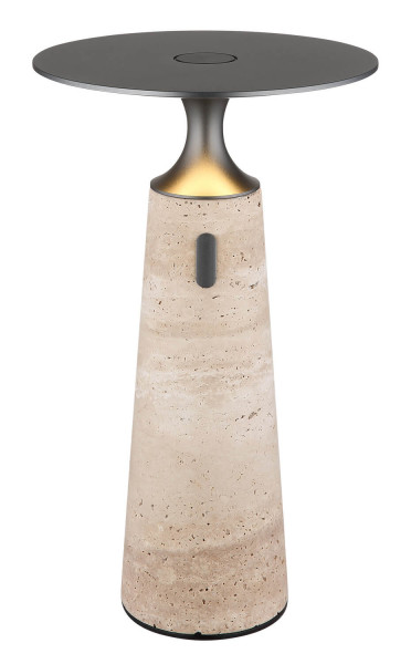 Globo Travertin LED Tischleuchte 3W Warmweiß Grau, Travertine Stein Memoryfunktion Ø20cm 21051