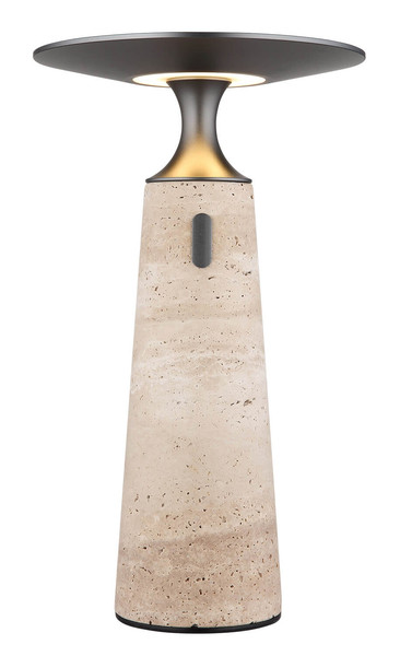 Globo Travertin LED Tischleuchte 3W Warmweiß Grau, Travertine Stein Memoryfunktion Ø20cm 21051