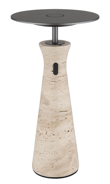 Globo Travertin LED Tischleuchte 3W Warmweiß Grau, Travertine Stein Memoryfunktion Ø20cm 21052