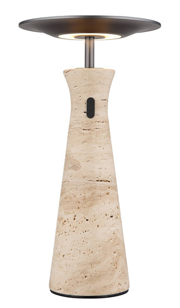 Globo Travertin LED Tischleuchte 3W Warmweiß Grau, Travertine Stein Memoryfunktion Ø20cm 21052