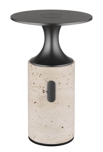 Globo Travertin LED Tischleuchte 3W Warmweiß Grau, Travertine Stein Memoryfunktion Ø12cm 21053