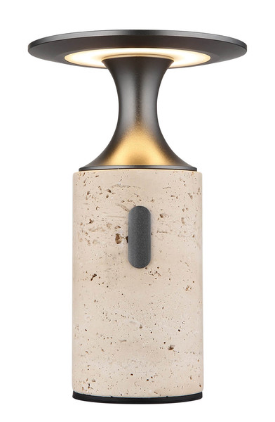 Globo Travertin LED Tischleuchte 3W Warmweiß Grau, Travertine Stein Memoryfunktion Ø12cm 21053