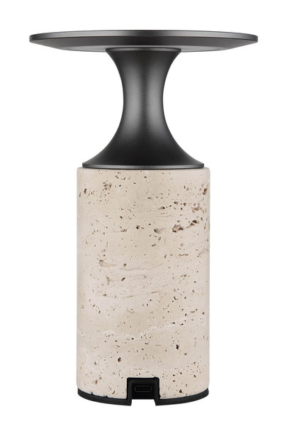 Globo Travertin LED Tischleuchte 3W Warmweiß Grau, Travertine Stein Memoryfunktion Ø12cm 21053