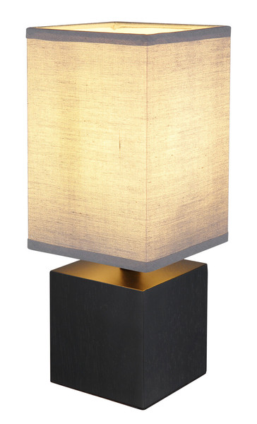 Globo Valentino E27 Tischleuchte 7W Schwarz Getüncht, Holz 30cm 21628A