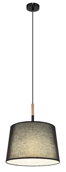 Globo Pendelleuchte Kikki E27 Schwarz matt Metall Textil Ø38cm