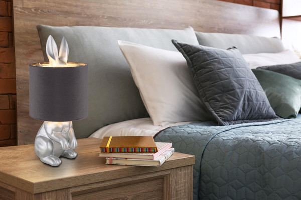 Globo Rabbit E27 Tischleuchte 25W Silberfarben Matt Ø18cm 21633S