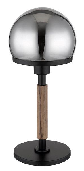 Globo Tischleuchte Haku E27 Schwarz matt rauchfarben Metall Glas Ø18cm