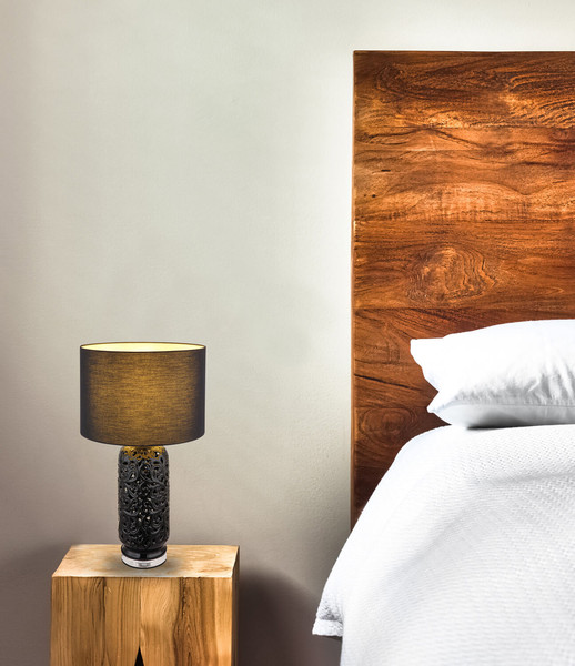 Globo Sebastian E27 Tischleuchte 40W Schwarz Matt, Keramik Ø40cm 24144B