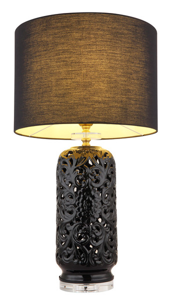 Globo Sebastian E27 Tischleuchte 40W Schwarz Matt, Keramik Ø40cm 24144B