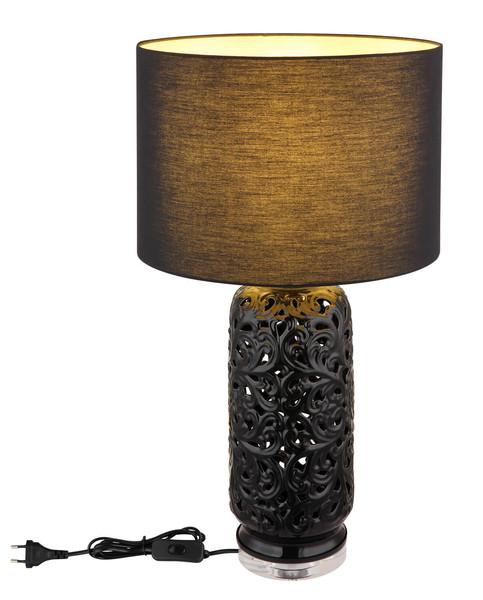 Globo Sebastian E27 Tischleuchte 40W Schwarz Matt, Keramik Ø40cm 24144B