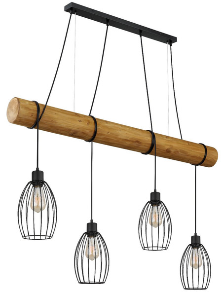 Globo Pendelleuchte Berti 4-flammig E27 Schwarz matt Metall Metallstäbe 150x125cm