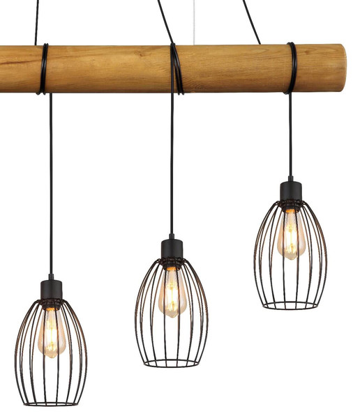 Globo Pendelleuchte Berti 5-flammig E27 Schwarz matt Metall Metallstäbe 150x140cm