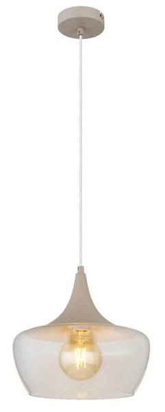 Globo Pendelleuchte Arola E27 Sandfarben matt Metall Glas Ø30cm