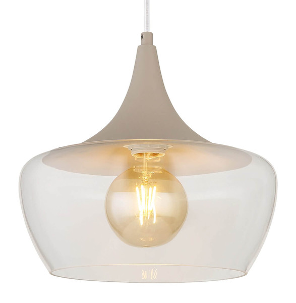 Globo Pendelleuchte Arola E27 Sandfarben matt Metall Glas Ø30cm
