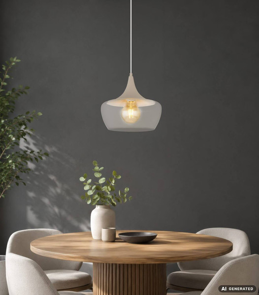 Globo Pendelleuchte Arola E27 Sandfarben matt Metall Glas Ø30cm
