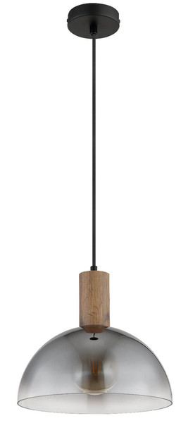 Globo Pendelleuchte Romy E27 Schwarz matt rauchfarben Metall Glas Ø30cm