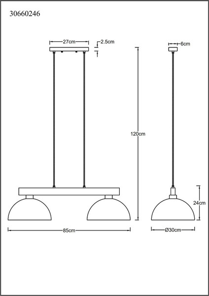 Globo Pendelleuchte Romy 2-flammig E27 Schwarz matt rauchfarben Metall Glas 120x85cm