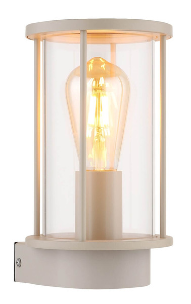Globo Außenwandleuchte Gracey E27 IP54 Sandfarben matt Edelstahl Glas 25x14cm