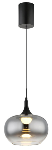 Globo LED Pendelleuchte Lui 12W warmweiss Schwarz matt rauchfarben Metall Glas Ø24cm