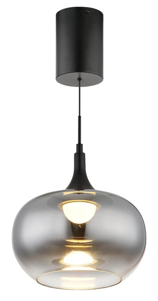 Globo LED Pendelleuchte Lui 12W warmweiss Schwarz matt rauchfarben Metall Glas Ø24cm