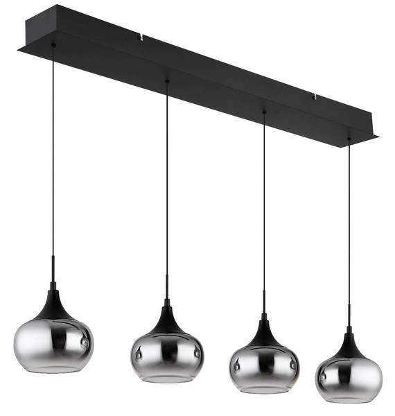 Globo LED Pendelleuchte Lui 32W warmweiss Schwarz matt rauchfarben Metall Glas 150x90cm