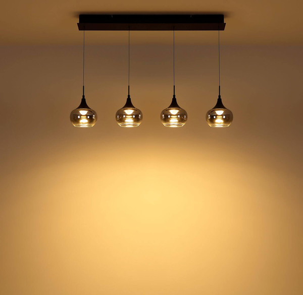 Globo LED Pendelleuchte Lui 32W warmweiss Schwarz matt rauchfarben Metall Glas 150x90cm