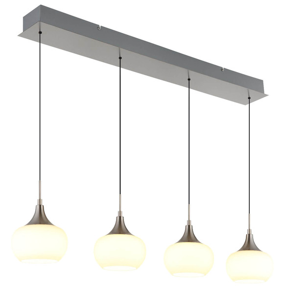 Globo LED Pendelleuchte Lui 32W warmweiss Nickel matt Metall Glas 150x90cm