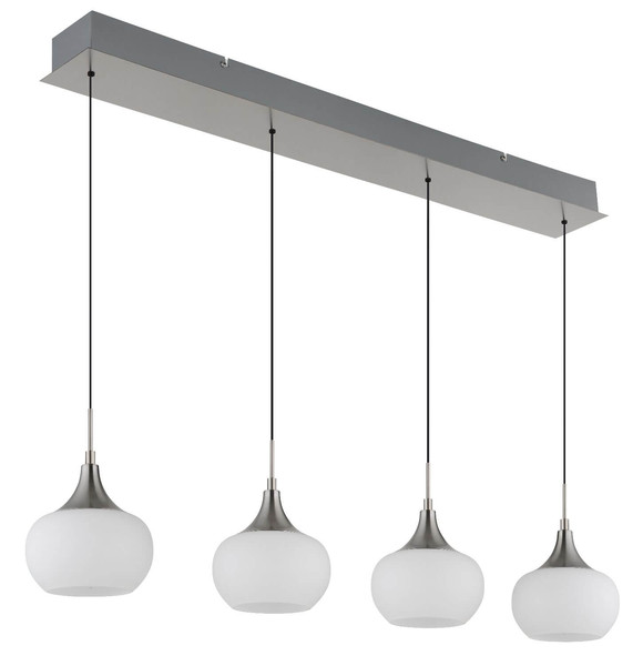 Globo LED Pendelleuchte Lui 32W warmweiss Nickel matt Metall Glas 150x90cm