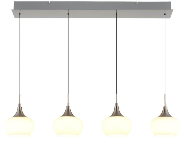 Globo LED Pendelleuchte Lui 32W warmweiss Nickel matt Metall Glas 150x90cm