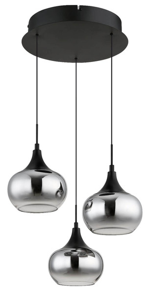 Globo LED Pendelleuchte Lui 24W warmweiss Schwarz matt rauchfarben Metall Glas Ø37cm