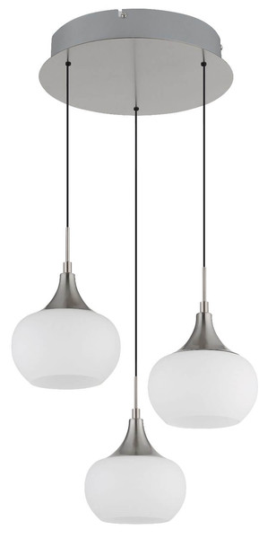Globo LED Pendelleuchte Lui 24W warmweiss Nickel matt Metall Glas Ø37cm