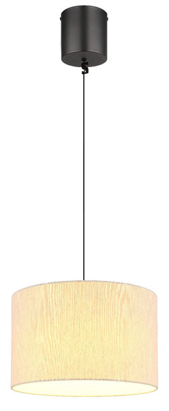 Globo LED Pendelleuchte Thea 8W warmweiss Schwarz-chrom matt cremefarben Metall Leinen Ø35cm