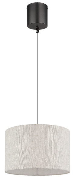 Globo LED Pendelleuchte Thea 8W warmweiss Schwarz-chrom matt cremefarben Metall Leinen Ø35cm