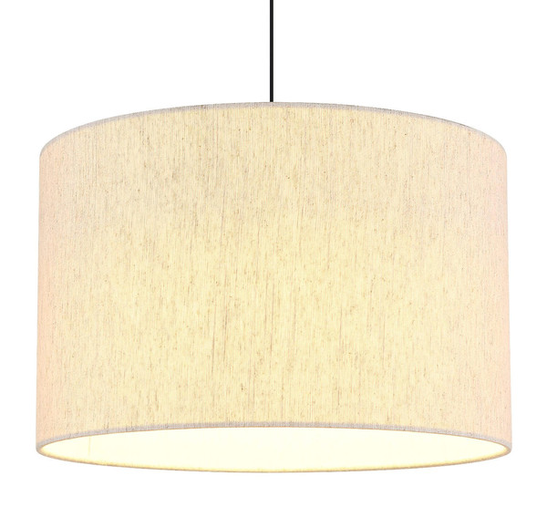 Globo LED Pendelleuchte Thea 8W warmweiss Schwarz-chrom matt cremefarben Metall Leinen Ø35cm