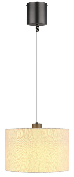 Globo LED Pendelleuchte Thea 8W warmweiss Schwarz-chrom matt cremefarben Metall Leinen Ø35cm